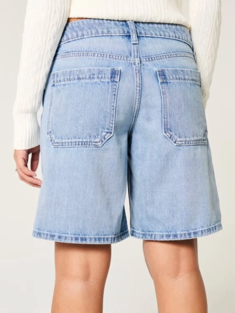 Hollister Low Rise Baggy Jorts W25 Y2K Denim Bermuda Shorts Trend Medium Wash